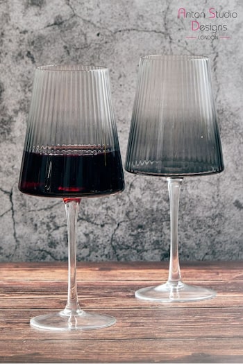 The DRH Collection Set of 2 Grey Empire Wine Glasses (301520) | £25