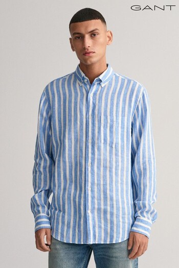 GANT Day Blue Linen Wide Stripe Shirt (301611) | £60