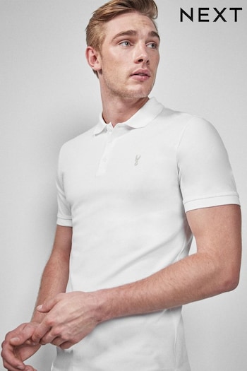 White Slim Fit Pique Polo Shirt (301656) | £18
