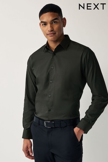 Charcoal Grey Regular Fit Four Way Stretch Shirt (301715) | £32