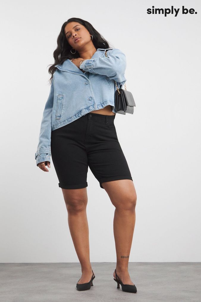 Just black jean shorts top
