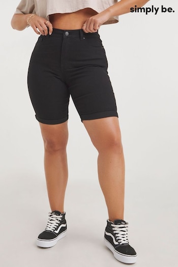 Simply Be Black 24/7 Knee Earth Shorts (301844) | £22