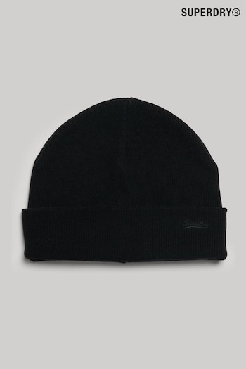Superdry Black Knitted Logo Beanie Hat (301893) | £18