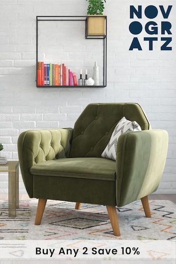 Novogratz Grey Teresa Velvet Memory Foam Accent Chair (302017) | £370