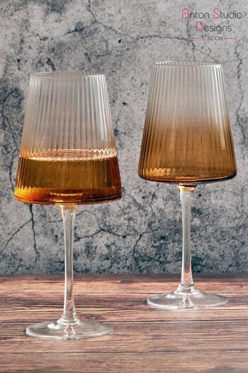 The DRH Collection Set of 2 Orange Empire Wine Glasses (302302) | £25