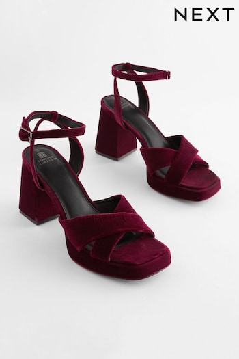 Berry Red Forever Comfort® Flare Platform wedge Sandals (302698) | £39