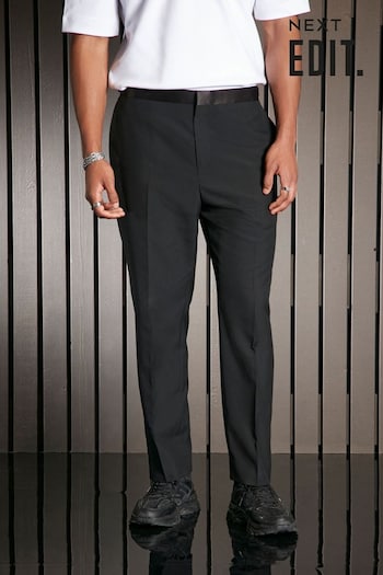 Black EDIT Oversized Wide Leg Tuxedo Trousers (302917) | £40