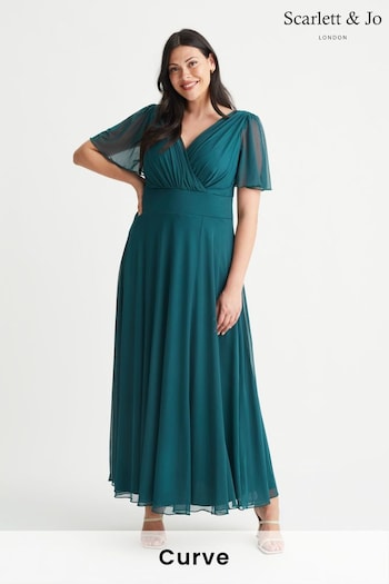 Scarlett & Jo Green Angel Sleeve Maxi Dress (303148) | £90