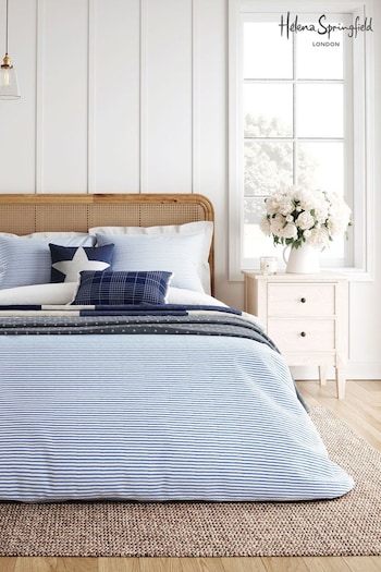 Helena Springfield Blue Ticking Stripe Duvet Cover and Pillowcase Set (303387) | £55 - £95