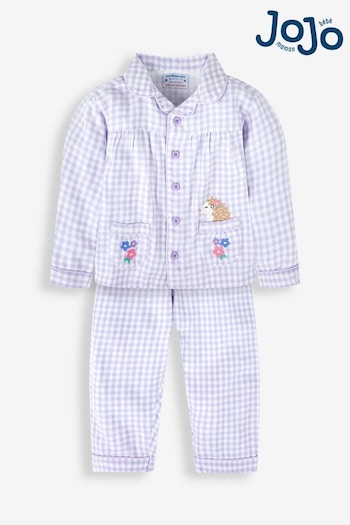 JoJo Maman Bébé Lilac Girls' Hedgehog Classic Check Pyjamas (303440) | £14.50