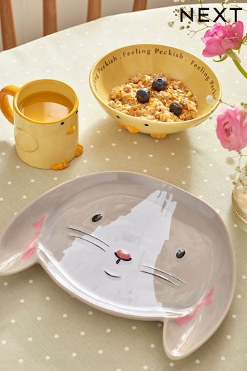 Set of 3 Grey Kids Bunny and Chick Dining Set (303495) | £24