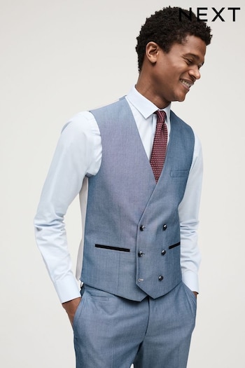 Light Blue Slim Fit Trimmed Suit Waistcoat (303606) | £40