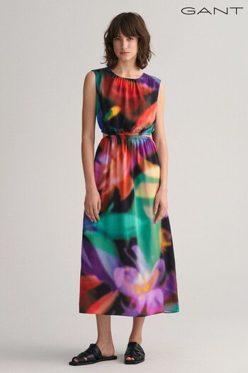GANT Floral Print Sleeveless Midi Black Dress (303636) | £190