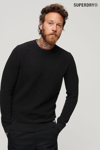 Superdry Black Textured Crew Knit Jumper (304034) | £60