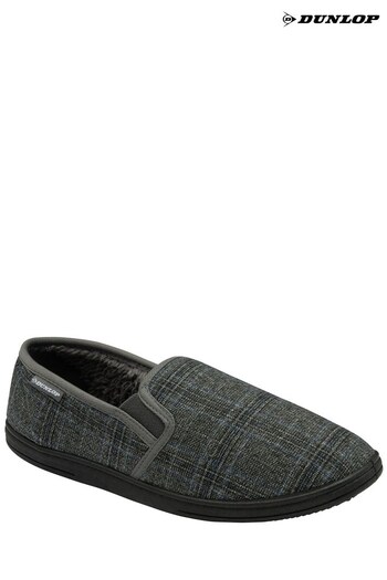 Dunlop Grey Mens Twin Gusset Full Slippers (304102) | £20