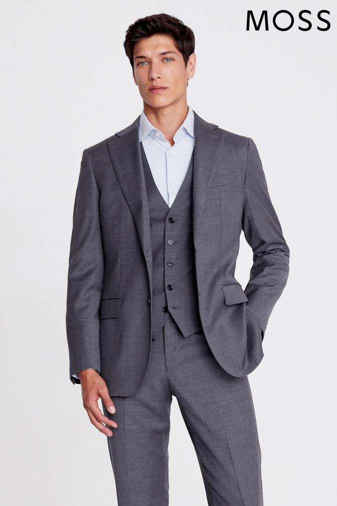 MOSS Tailored Fit Grey Twill Suit (304165) | £169