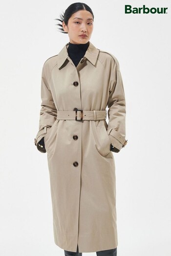 Barbour® Natural Beige Marie Showerproof Long Trench Coat (304359) | £249