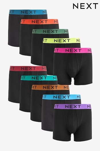 Black Bright Colour Metallic Waistband 10 pack A-Front Boxers (304800) | £46