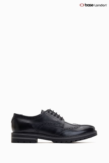 Base London Gibbs Lace Up Brogue Black Shoes (305035) | £80