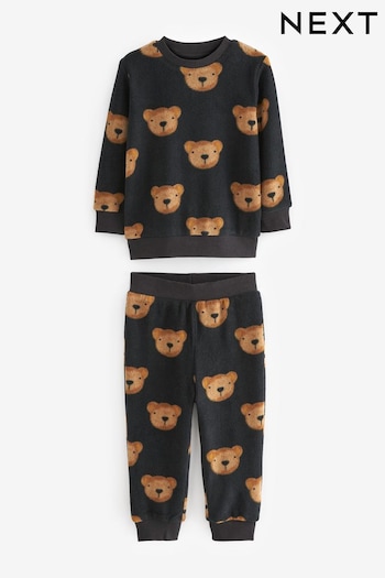Black/Brown Bear Soft Touch Fleece with Elastane Pyjamas (9mths-8yrs) (305106) | £14 - £17