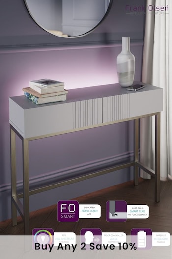 Frank Olsen White Iona 2 Drawer Console Table with Smart Features (305133) | £350