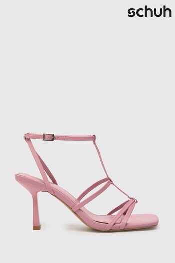 Schuh Pink Faffy T-Bar Square Toe High Heel Sandals (305222) | £35