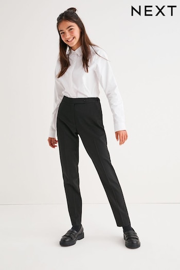 Black Plain Front School Cotone Trousers (3-18yrs) (305345) | £10 - £16