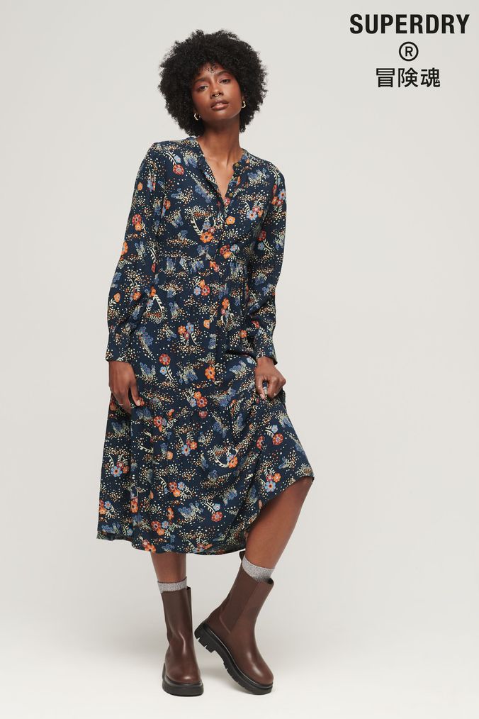 Cotton long midi dress sales