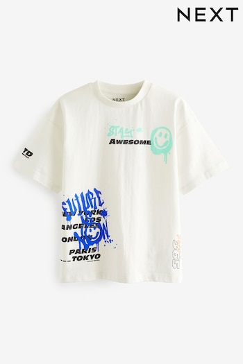 White Graffiti Short Sleeve Graphic T-Shirt (3-16yrs) (305690) | £5 - £8
