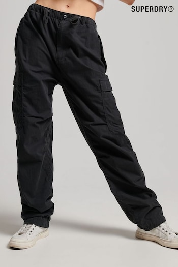 Superdry Black Parachute Grip Cargo Utility Trousers shirred (305871) | £55