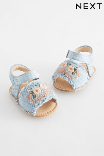 Denim Blue Embroidered Baby Sandals (0-18mths) (305965) | £10