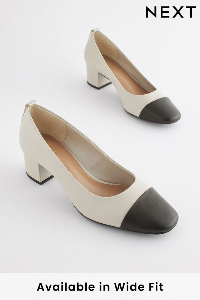Black and white low heel shoes outlet