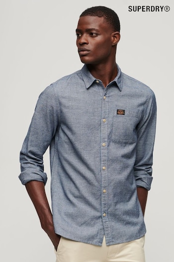 Superdry Blue Cotton Workwear Long Sleeve Shirt (306042) | £55