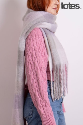 Totes Cream Ladies Chunky Check Woven Blanket Scarf (306070) | £22