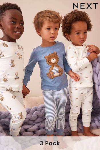 Light Blue Bear Snuggle Pyjamas 3 Pack (9mths-10yrs) (306121) | £27 - £31