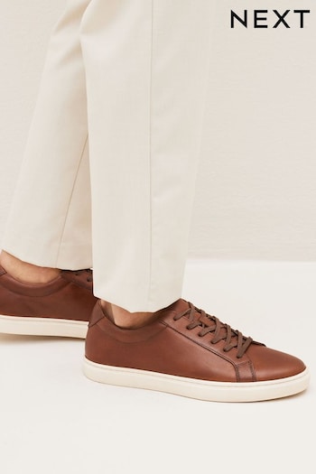 Tan Brown Leather Trainers (306219) | £49