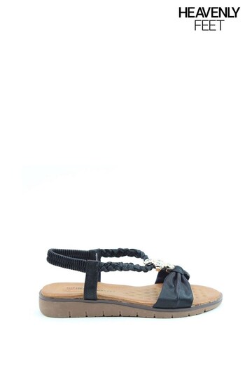 Heavenly Feet Ladies Vegan Friendly Comfort Black Sandals (306981) | £38