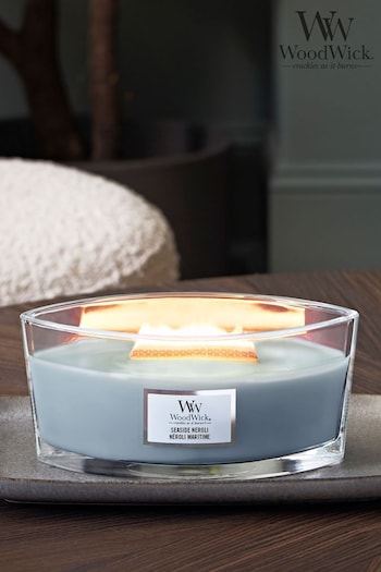 Woodwick Blue Ellipse Scented Candle with Crackle Wick Seaside Neroli (307022) | £35