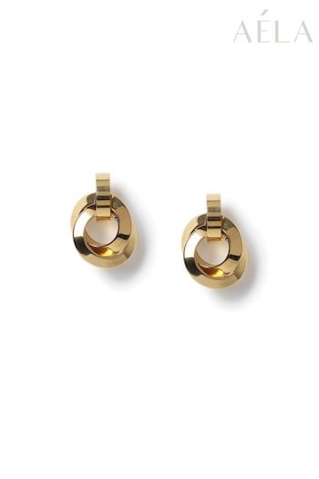 Aela Gold Plated Stainless Steel Link Stud Earrings (307312) | £18.50