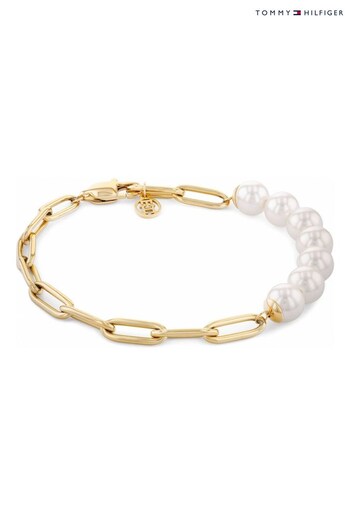 Tommy Hilfiger Jewellery Ladies Gold Tone Orb Pearl ORB/PEARL Bracelet (307384) | £79