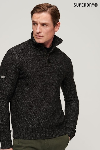 Superdry Black Chunky Button High Neck Jumper (307406) | £75