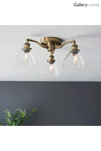 Gallery Home Antique Brass Pierre 3 Bulb Ceiling Light (307631) | £183