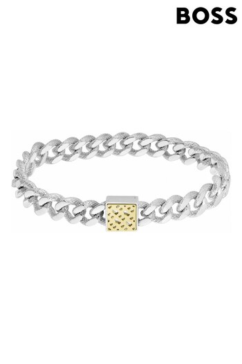BOSS Silver Jewellery Ladies Caly Stamped Textured Links Bracelet (307681) | £89