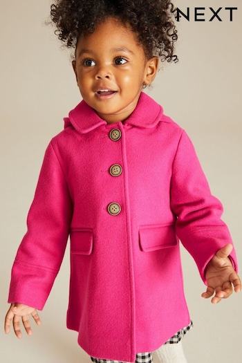 Bright Pink Wool Mix Coat (3mths-7yrs) (307810) | £27 - £31