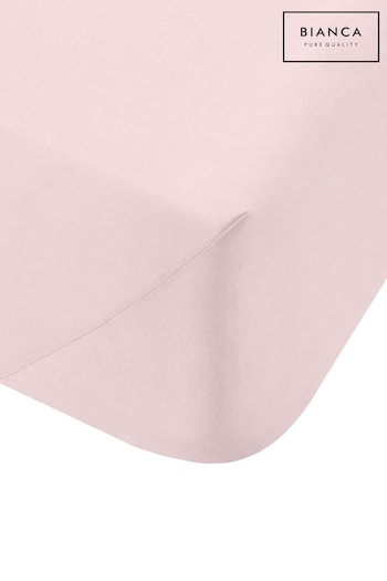 Bianca Blush Pink 200 Thread Count Cotton Percale Extra Deep Fitted Sheet (307966) | £18 - £23