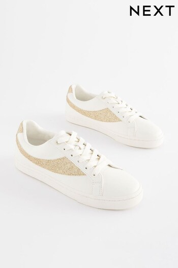 White Forever Comfort® Glitter Detail Lace-Up Trainers (308018) | £32