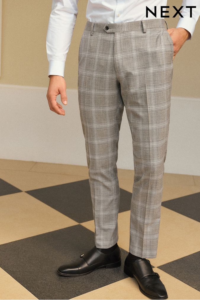 Buy Men s Check Tartan Trousersjoggers Online Next UK