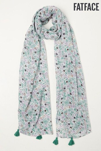 FatFace White Evergreen Floral Light Weight Scarf (308251) | £25