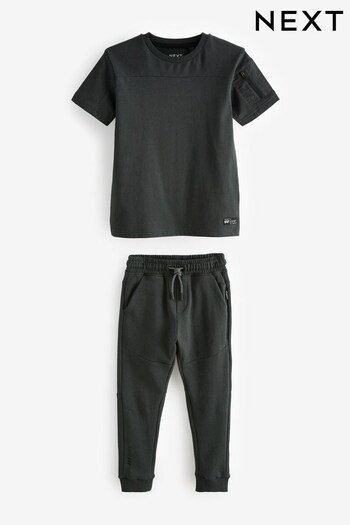 Charcoal Grey Utility Short Sleeve T-Shirt And Joggers Set (3-16yrs) (308404) | £20 - £28