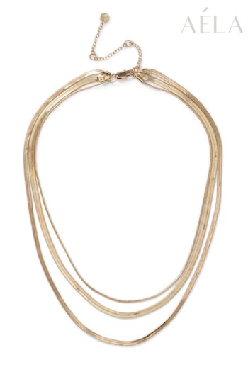 Aela Gold Tone Multi Row Snake Chain Necklace (308441) | £16.50